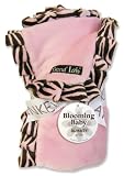 Trend Lab Velour Receiving Blanket - Pink Zebra Ruffle Trim