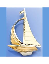 14k Gold Charm Sailboat With Stripped Sails 2d