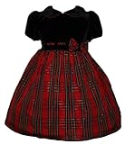 CLEARANCE Red Plaid and Black Velvet Dress Sz 12M to 2T