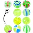 14 Gauge Multi Lime 10 Ball Interchangeable Belly Ring Pack