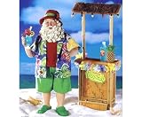10 Fabriche Cocktail Santa Tropical Christmas Figure with Drink at Beach Bar