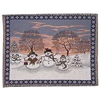 Adorable Festive Snowman and Friends Holiday Tapestry Throw Blanket 50 x 60