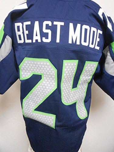 Marshawn Lynch "Beast Mode" Unsigned Custom Blue Football Jersey Men's Size Adult Large