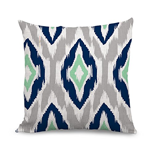 Ikat Pillow Cover Navy Gray Mint 18 X 18 Shopswell
