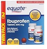 Equate Ibuprofen Pain Reliver/Fever Reducer 200 mg  100 Coated Tablets in (2 Pack)