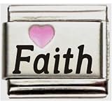 Faith Pink Heart Laser Name Italian Charm Link