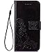 iPhone 7 Cases, iPhone 7 Wallet, iPhone 7 leather Case,Carryberry Flowers Pattern [PU Leather] Book style Wallet Case Cover for iPhone 7 ,Black