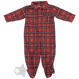 Tom and Jerry Red Plaid Holiday Footed Sleeper for Baby Boys
