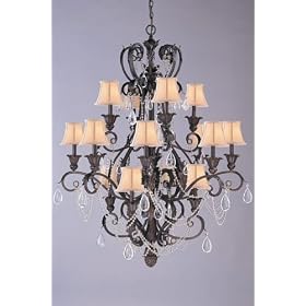 Three - tier Handpainted Chandelier, 48"Hx44"W, DARK RUST