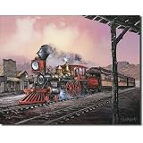 Number 82 Train Rolling Thru Town Retro Vintage Tin Sign