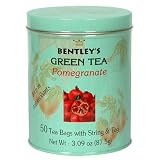 Bentleys Royal Pomegranate Green Tea, 50 Tea Bag Tin (Pack of 4)