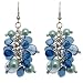 Acosta - Blue Crystal Bead & Aqua Faux Pearl - Fashion Jewellery Cluster Earrings