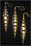 Set of 3 Gold Painted Glass Finial Christmas Ornaments #69702000000