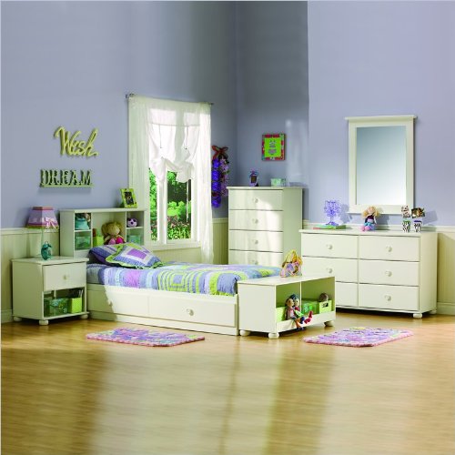 South Shore Sand Castle Kids Twin Wood Mates Storage Bed 5 Piece Bedroom Set in White