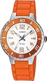 Casio Womens LTP1331-4AV Orange Resin Quartz Watch with Silver Dial