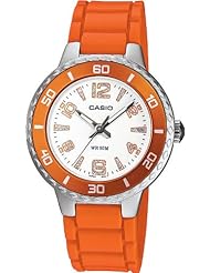Casio Womens LTP1331-4AV Orange Resin Quartz Watch with Silver Dial