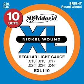 D'Addario EXL110-10P Nickel Regular Light Electric Guitar Strings, 10 Sets