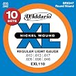 D'Addario EXL110-10P Nickel Wound Electric Guitar Strings, Regular Light, 10-46, 10 Sets