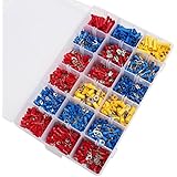 SOLOOP 1200pcs Mixed Assorted Lug Kit Insulated Electrical Wire Connector Terminal Spade Ring Set