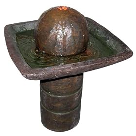 Alpine GEM104 Tao Fiberglass Fountain and Birdbath with LED lights by 