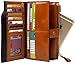 Obosoyo Women's Large Capacity Luxury Wax Genuine Leather Wallet With Zipper Pocket Yellowish Brown