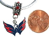 Washington Capitals Charm with Connector Fits Pandora, Troll, Biagi, Euro Bracelets Penguin Round White