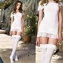 Plus Size 2 pc Ruffle Trim Dress w/ Matching Stockings in Black or White
