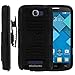 Alcatel POP ICON Case, Alcatel POP ICON Holster, Two Layer Hybrid Armor Hard Cover with Built in Kickstand for Alcatel One Touch Fierce 2 7040T, Alcatel POP ICON A564C (T Mobile, Metro PCS, Straight Talk) from MINITURTLE | Includes Screen Protector - Black