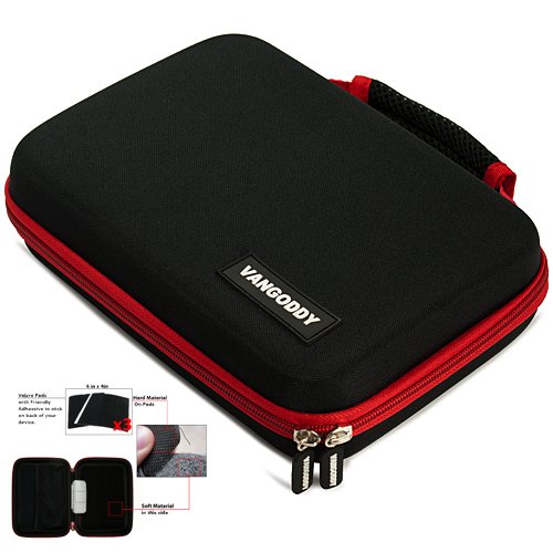 Black with Red Trim Harlan Series Nylon Hard Cube Carrying Case with Carrying Handles for Toshiba Thrive 7 Tablet Android 3.2 7-inch Capacitive Multi-touchscreen Tablet