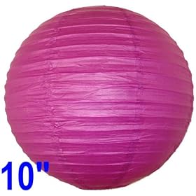 Dark Fuchsia Chinese Japanese Paper Lantern Lamp 10 Diameter - Just Artifacts Brand by Just Artifacts