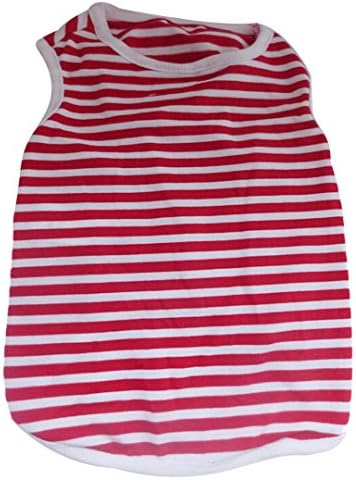 IUNEED Hot Leisure Pet Dog Stripes T-shirt Classic Wide Doggy Clothes Cotton Shirts (S, RE)