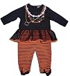 Newborn Girls Baby Halloween Necklace Footed Coverall with Headband