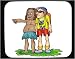 Decorated Mouse Pad with goggles, men, Aborigine, hat, standing, tribal, modern, Aust...