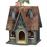 Hanging Thatch Roof Chimney Wood Birdhouse Bird House Feeder by Jed Mart
