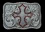 Western Style Acorn Scroll With Red Crystal Cross Belt Buckle