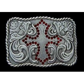 Buy Western Style Acorn Scroll With Red Crystal Cross Belt Buckle by crosses