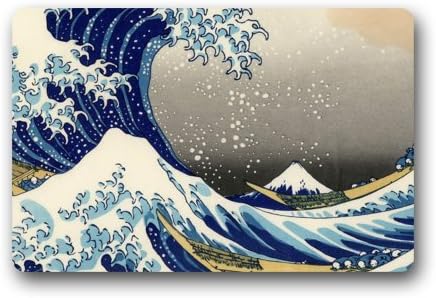 Vintage Hokusai The Great Wave Art Ocean Doormats Entrance Mat Floor Mat Door Mat Rug Indoor/Outdoor/Front Door/Bathroom Mats Rubber Non Slip (23.6"x15.7",L x W)