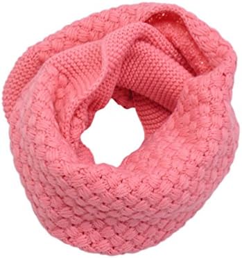Eli Fashion(TM) Women's Wollen Solid Color Knitted Bean Infinity Scarf (Pink)