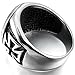 Men's Large Stainless Steel Ring Silver Black Cross Vintage