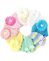 Ema Jane - Pastel Crochet Baby Beanie Waffle Hats with Hair Accessories
