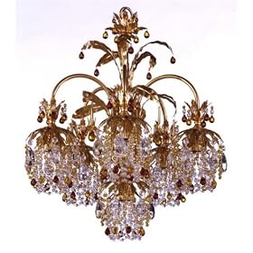 Schonbek 1266-26AM French Gold Amber Rondelle Crystal Six Light Down Lighting Colored...