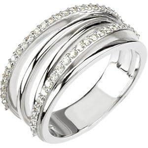 IceCarats Designer Jewelry 14K White Gold 3/8 Ctw Diamond Ring Size 6