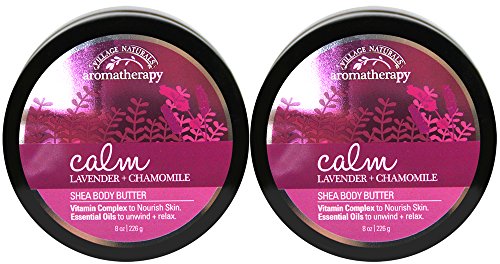 Village Naturals Aromatherapy Calm Lavender and Chamomile Body Butter 8 Oz. 2-pack