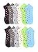 SHS Women's Ankle Socks Colorful Design Multi-Color 12 Pairs