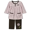 Infant Girls' Just One Year Long-sleeve Floral Pant Set - Pink/Brown