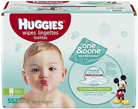 HUGGIES One &amp; Done Refreshing Baby Wipes Refills, Cucumber and Green Tea, 552 Count