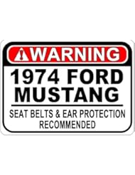 Lawn & Patio: 1974 74 FORD MUSTANG Seat Belt Warning Aluminum Caution Sign - 10 x 14 Inches - The Lizton Sign Shop