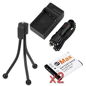 GTMax 2 x Replacement EN-EL19 Lithium-Ion Battery + Home Travel AC Charger with Car Adapter + Black Mini Tripod Stand for Nikon COOLPIX S3100 S4100 Digital Camera(BlueMall Strap Lanyard Included)
