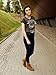 Choies Women's Cotton Cheshire Cat Pattern Short Sleeve Round Neck Loose Crop Top