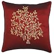 Decorative Handmade Asian Cushion Cover / Pillow Sham With Embroidered Bodhi Tree - Burgundy Red